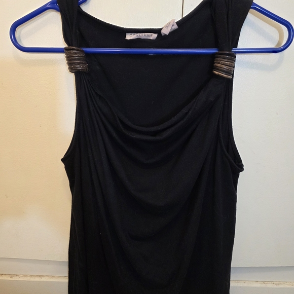 Allison Brittney Black Asymmetrical Embellished Tank Top-Size Large - Picture 1 of 2